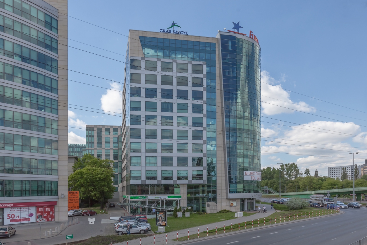 Elevation of the office building with space for rent