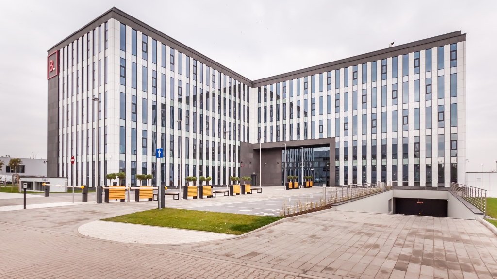 View of the front of the office building