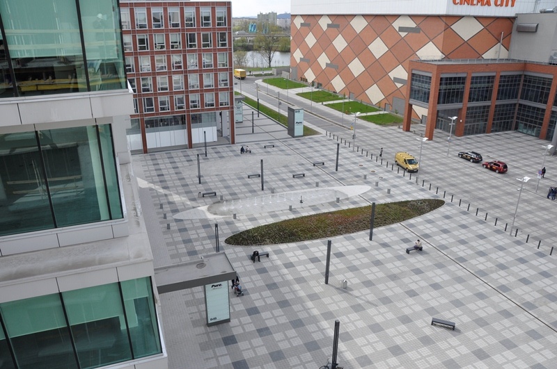 Square in front of the buildings