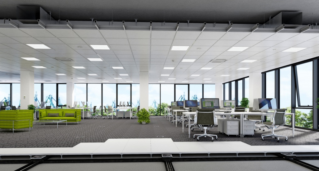 Visualization of exemplary arrangement of the open space office