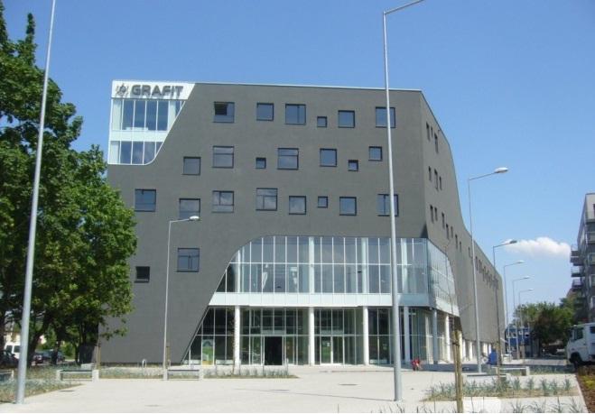 View of the front of the office building