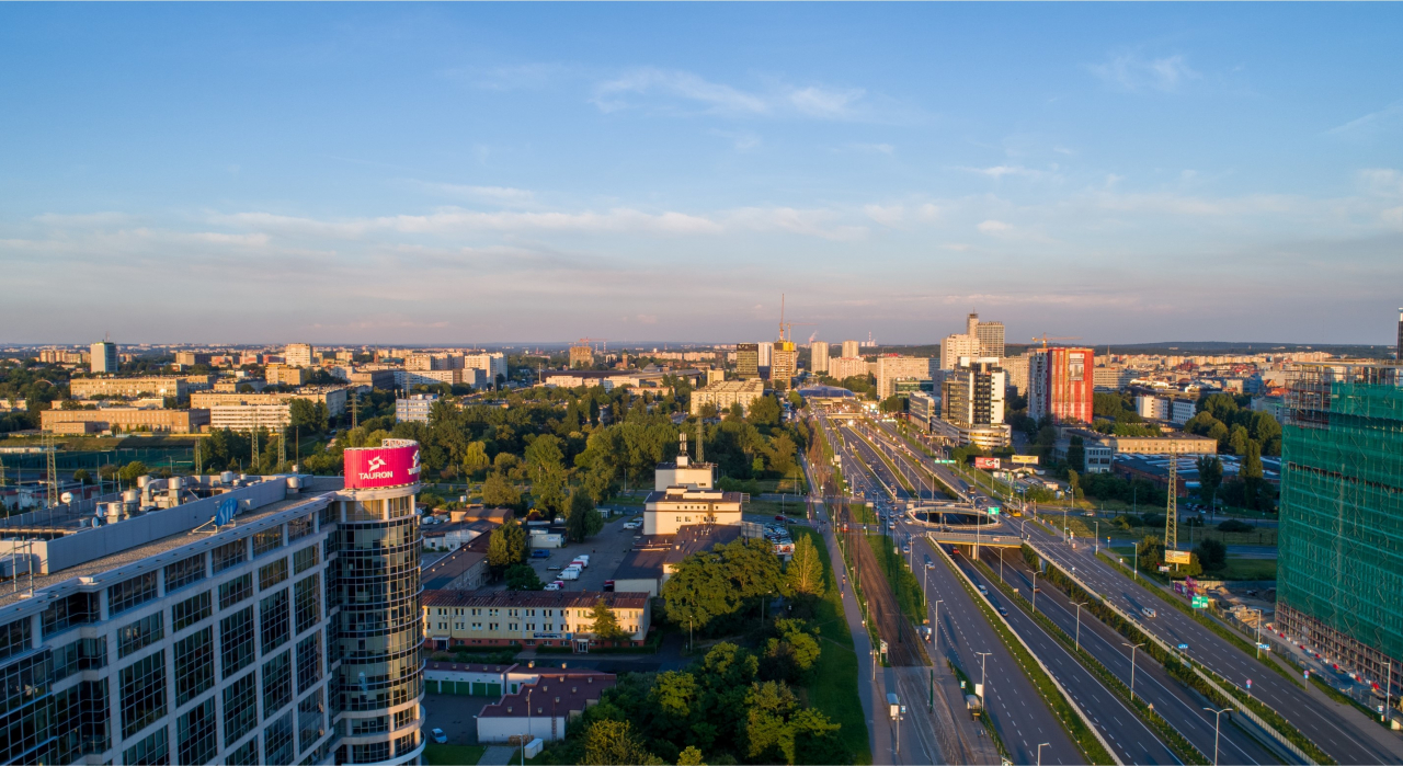 Widok z tarasu na 10. piętrze