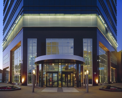 Main entrance at night