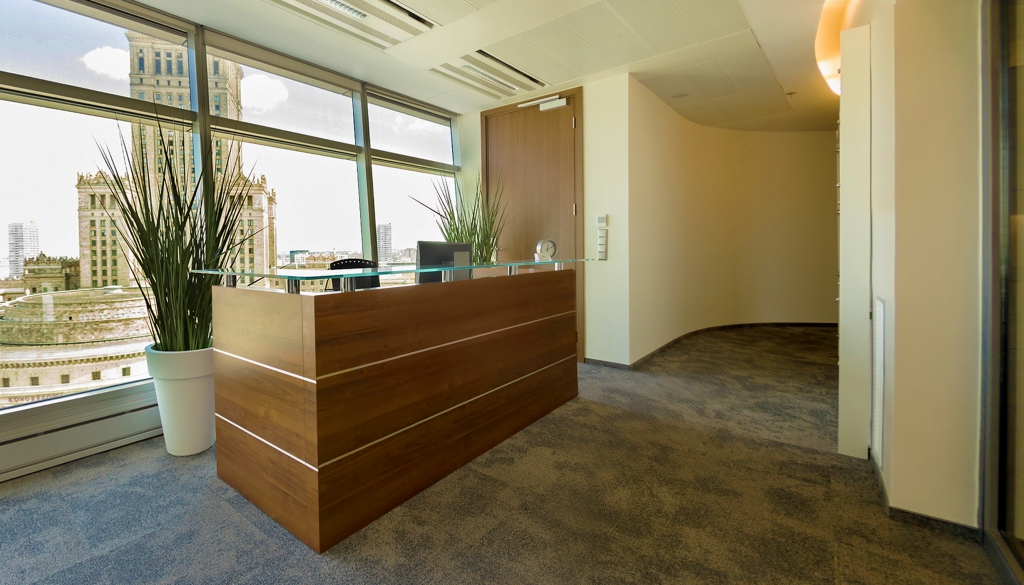 The reception desk on the IX floor