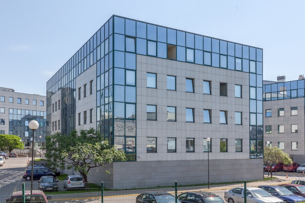 Elevation of the office building with space for rent