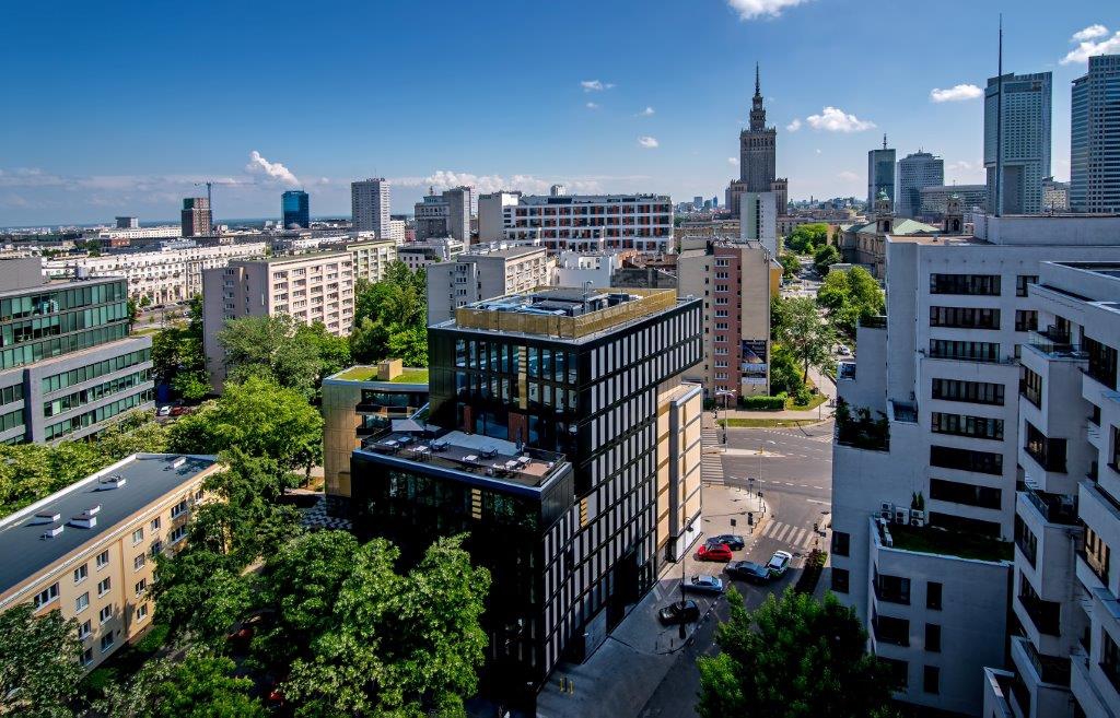 Aerial view of the office building