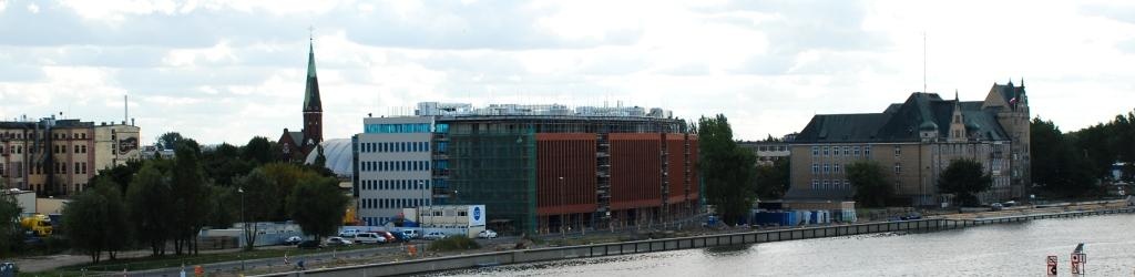 View on the office building from Odra river