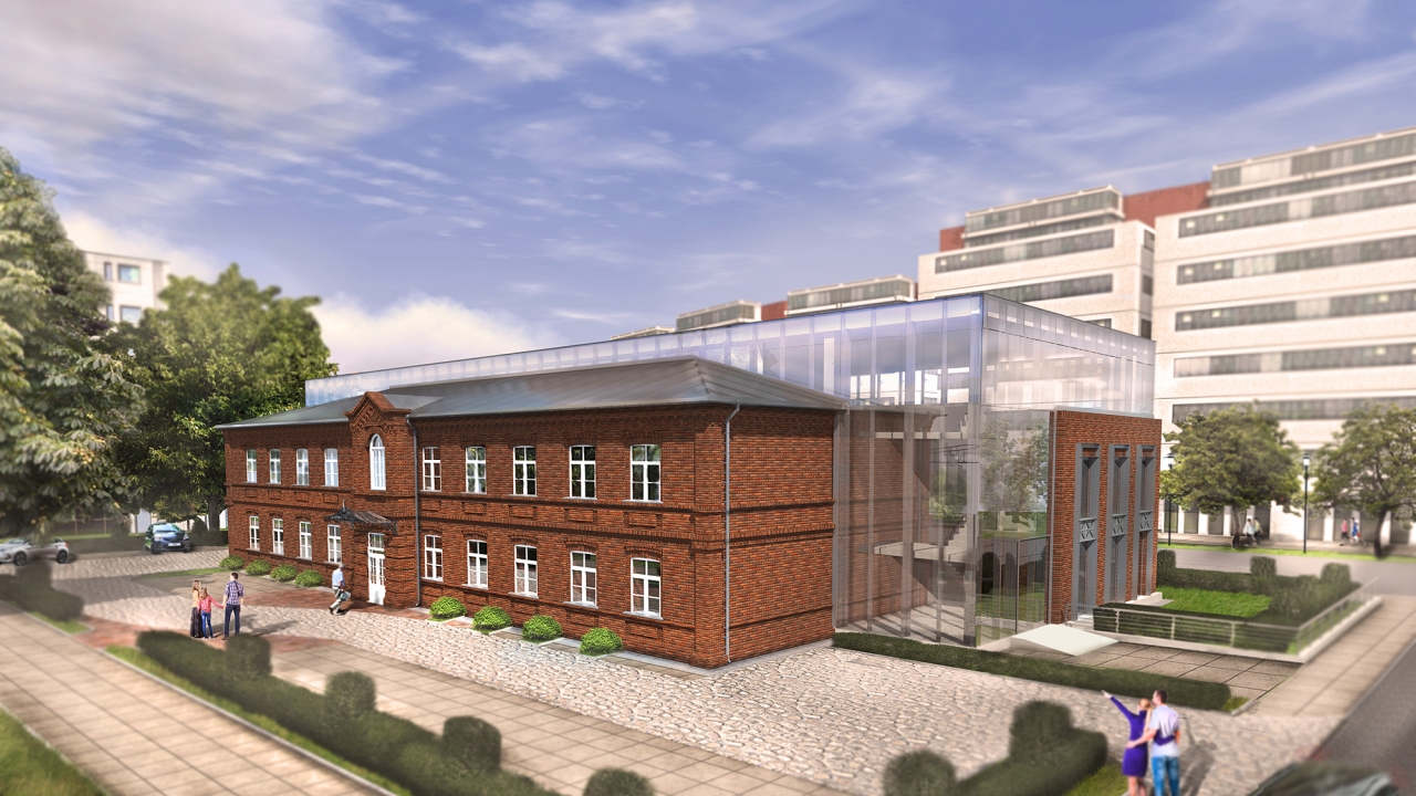 Front of the building with office space to let - visualisation