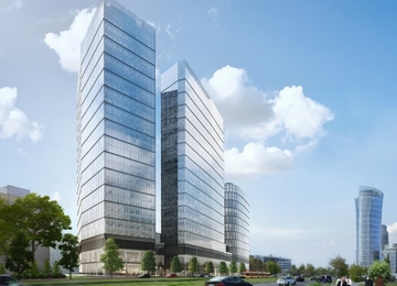 Druga wieża The Warsaw HUB z wiechą