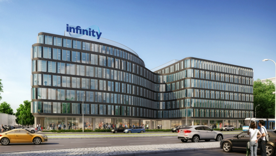 Biurowiec Infinity we Wrocławiu z płytą fundamentową